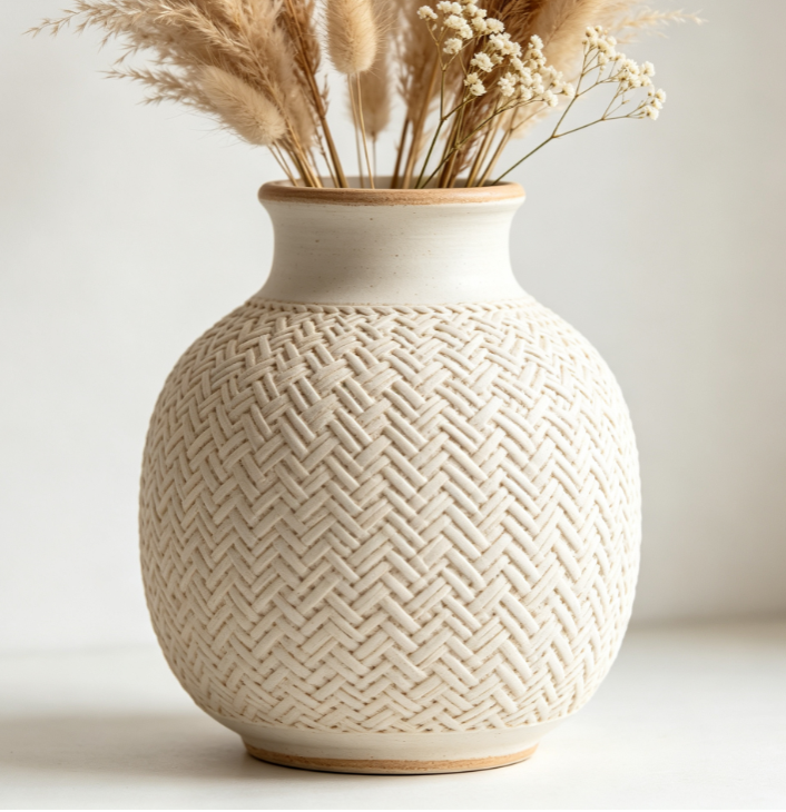 Woven texture ceramic vase